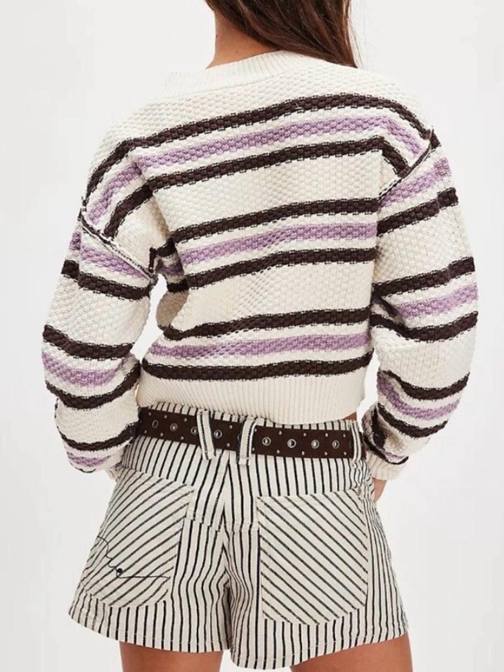 NWT Free People Lila Striped Cardigan in Ivory Combo Size Large - Picture 4 of 12